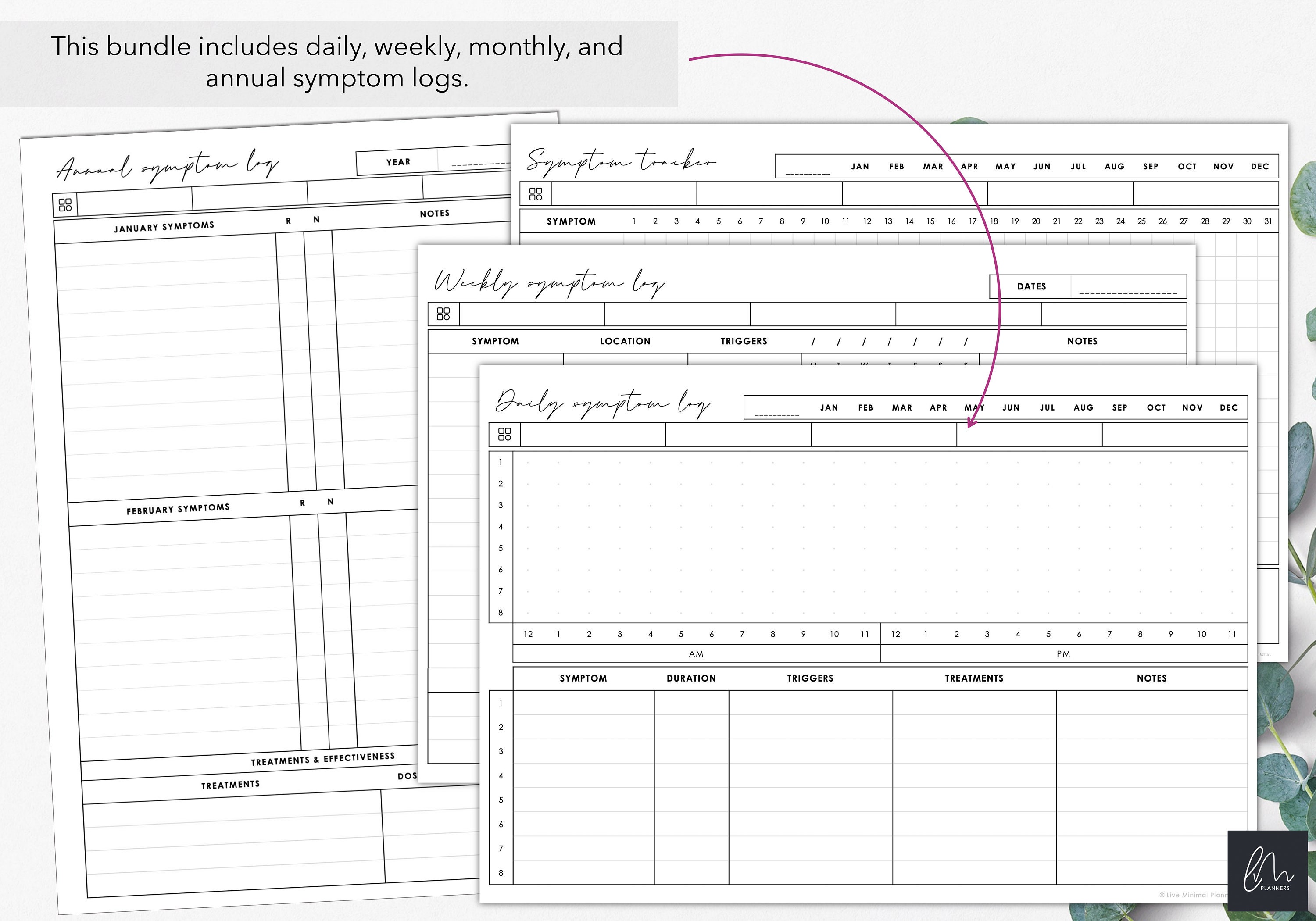 Printable and Fillable Symptom Tracker Bundle Track Daily - Etsy New ...