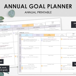 Annual Goal Planner Printable | Manage Medical Work College & Personal Quarterly Goals | Minimalist Design | Instant Download