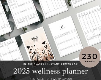 2025 Wellness Planner or Chronic Illness Planner, A Complete Health Journal and Symptom Tracker for Managing Wellness and Medication Logs
