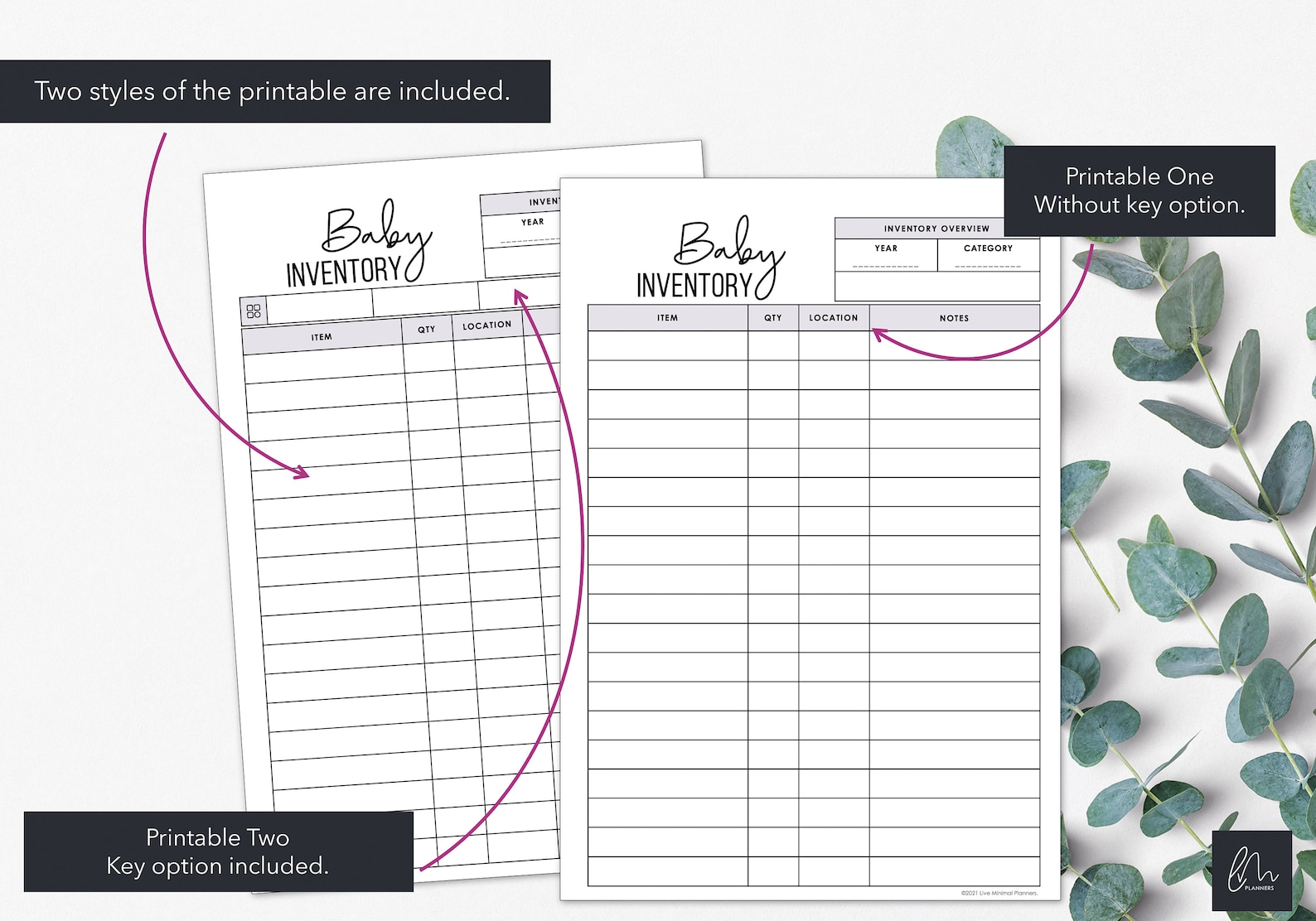 Nursery Inventory Charts | List Baby Related Items in a Printable ...