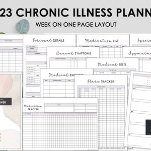 2023 Chronic Illness Planner | Invisible Illness Planner | Week on One Page Layout | Watercolor Abstract | Instant Download
