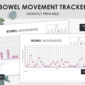 Darmbewegingstrackers | Minimalistisch ontwerp | Afdrukbare maandelijkse chronische constipatie IBS of gastroparese-tracker | Direct downloaden
