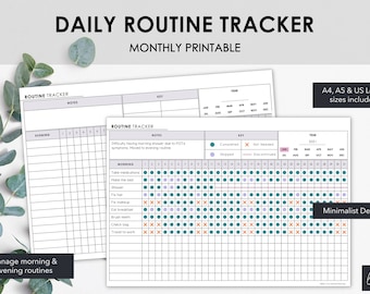 Daily Routine Tracker | Manage Morning & Evening Tasks | Printable Monthly Productivity Tracker | Instant Download