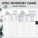 Attic Inventory Charts | List Attic Related Items in a Printable ...