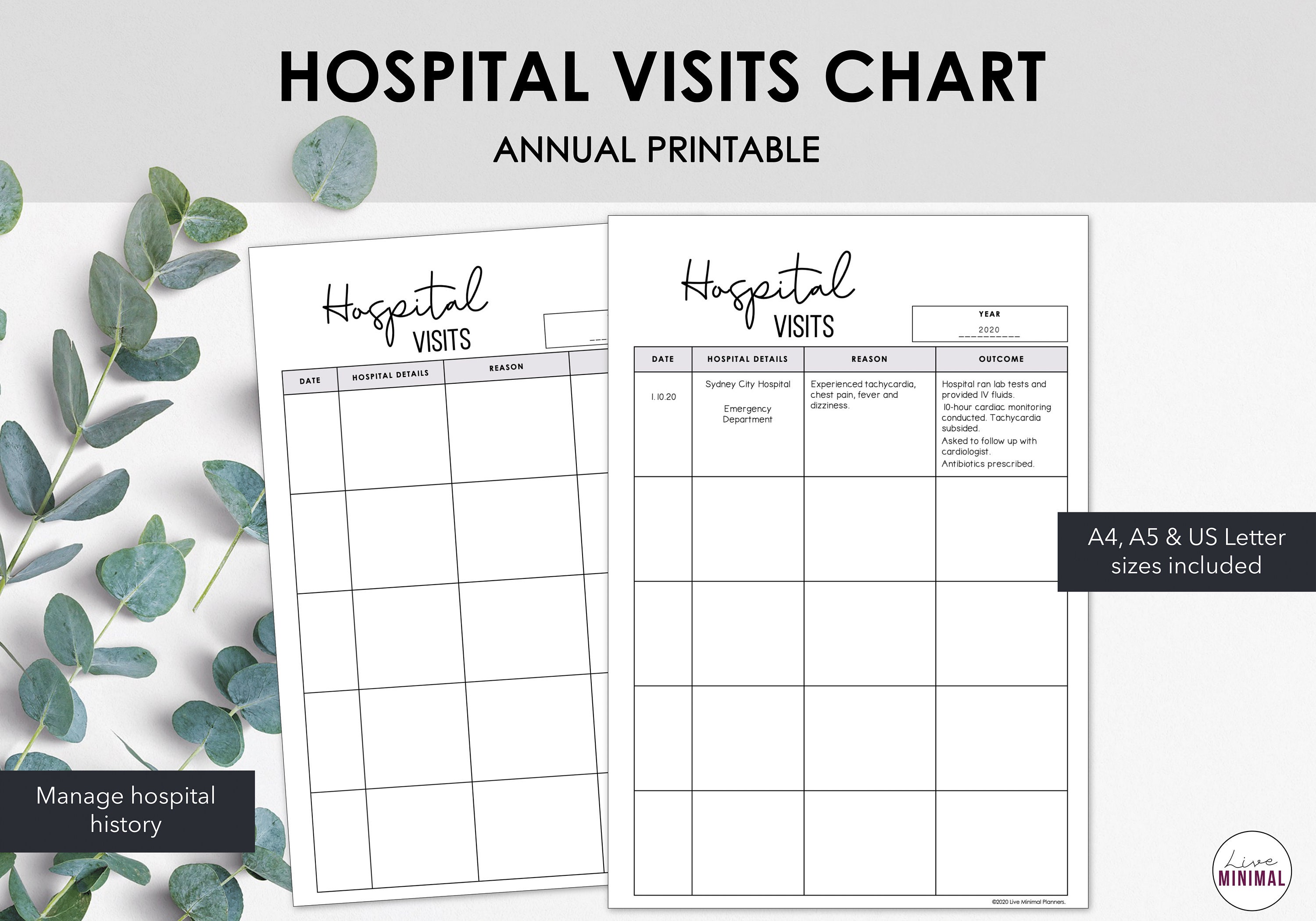 Hospital Visits Printable Hospital History Printable Etsy Australia