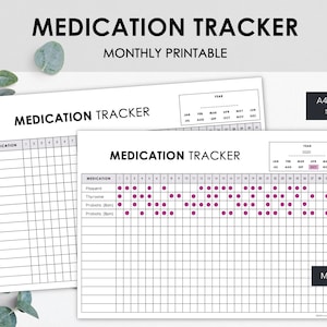 Printable Medication Tracker | Track Monthly Medication Intake | Minimalist Design | Instant Download