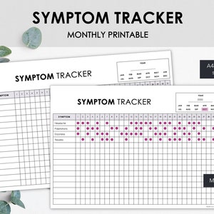 Printable Monthly Symptom Tracker | Track Monthly Chronic Illness or Pain Symptoms | Minimalist Version | Instant Download