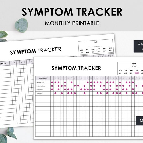 Printable Symptom and Pain Tracker Monthly Pain Level - Etsy