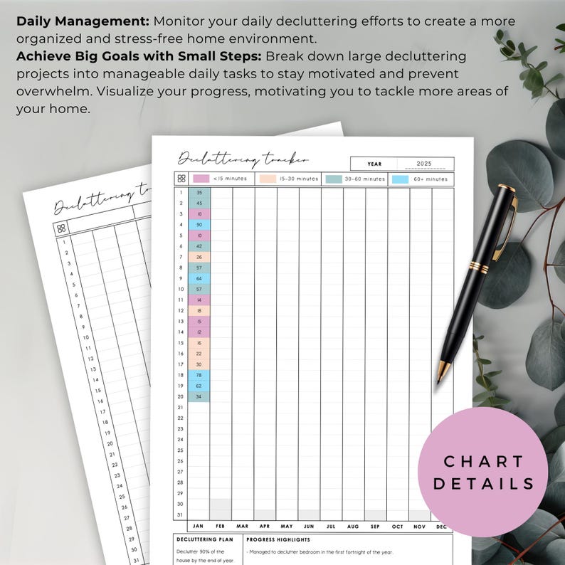 Decluttering Tracker, 30-day Declutter Challenge &amp; Checklist, Printable Declutter Plan for Home ...
