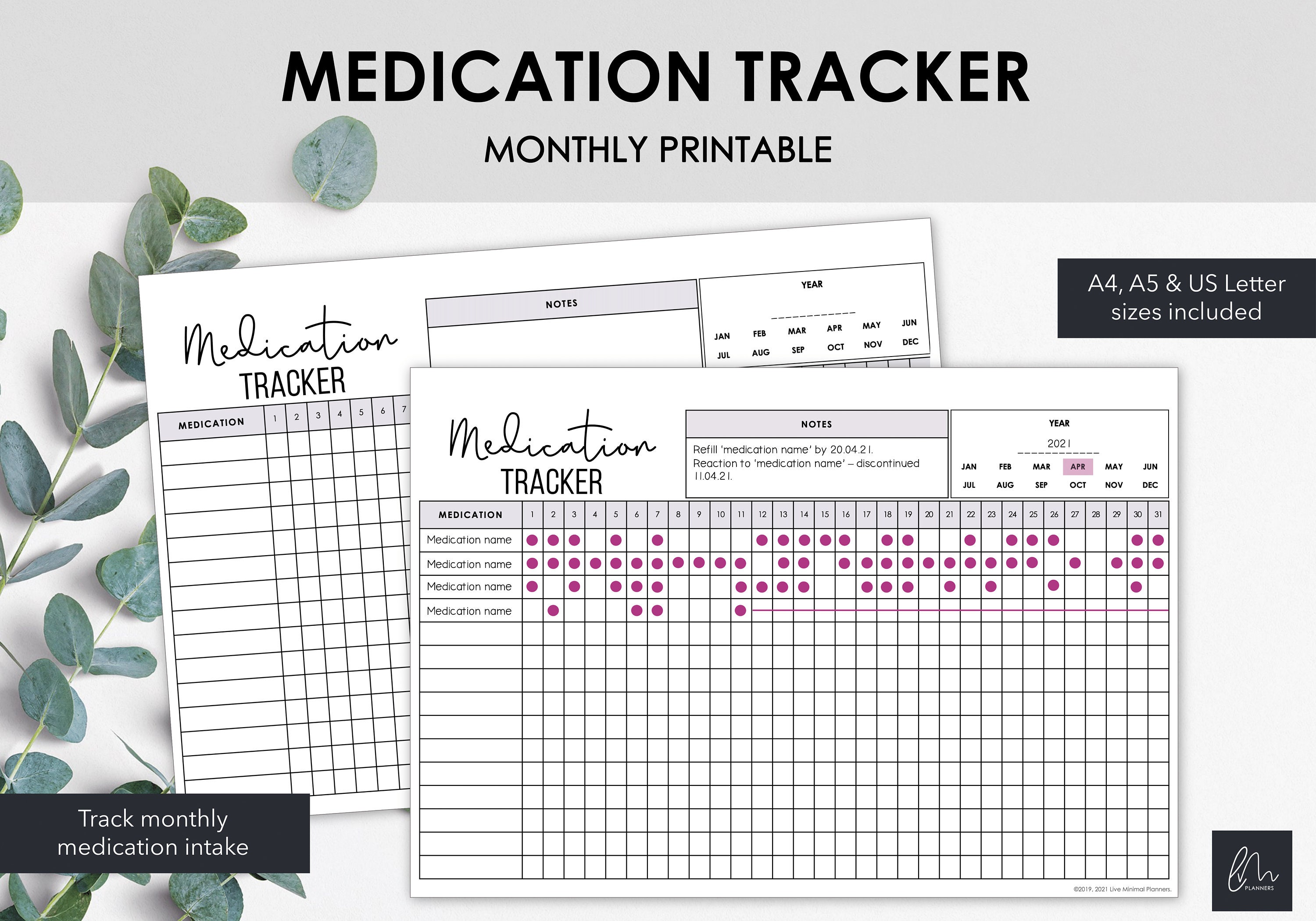 Monthly Medication Tracker Printable | Chart Monthly Medication Intak…