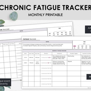 Printable Chronic Fatigue Tracker | Track Fatigue Events Symptoms & Severity | Minimalist Design | Instant Download