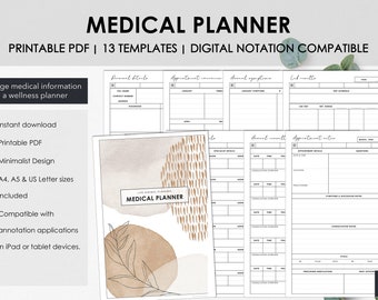 Chronische Illness Journal, Medizinischer Planer, Medizinische Notizen Aufgaben Termine Organisieren, Sofort Download