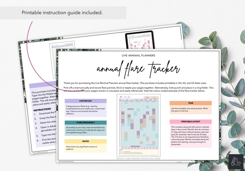 Printable and Fillable Annual Chronic Flare Tracker to Track Yearly ...