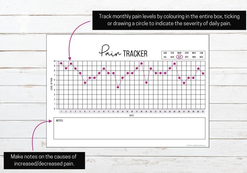 Monthly Pain Tracker Printable Instant Download | Etsy