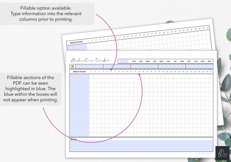 Printable and Fillable Monthly Medication Tracker Chart Monthly Medication Intake Instant Download image 4