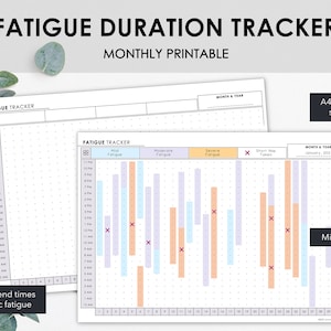 Chronic Fatigue Duration Tracker Monthly Printable | Track Fatigue Duration Symptom Severity & Treatment Times | Instant Download