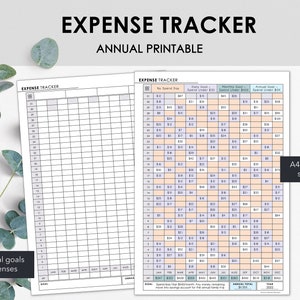 Annual Expense Tracker Printable | Monitor Monthly Financial Goals | Log Total Monthly Expenses | Instant Download