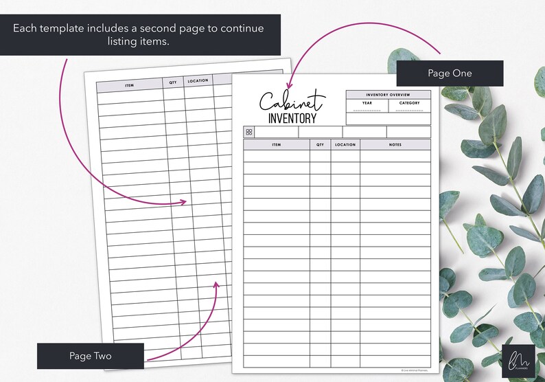 Cabinet Inventory Charts | List Cabinet Related Items in a Printable ...