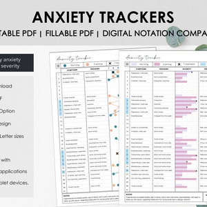 Afdrukbare en invulbare maandelijkse angst ernsttrackers | Dagelijkse angstniveaus bijhouden | Afdrukbare medische mappen | Direct downloaden