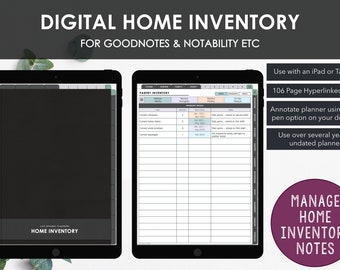 Digital Home Inventory Tracker | Hyperlinked PDF to Chart Room Inventories Manage Stock & Monitor Warranties | Instant Download