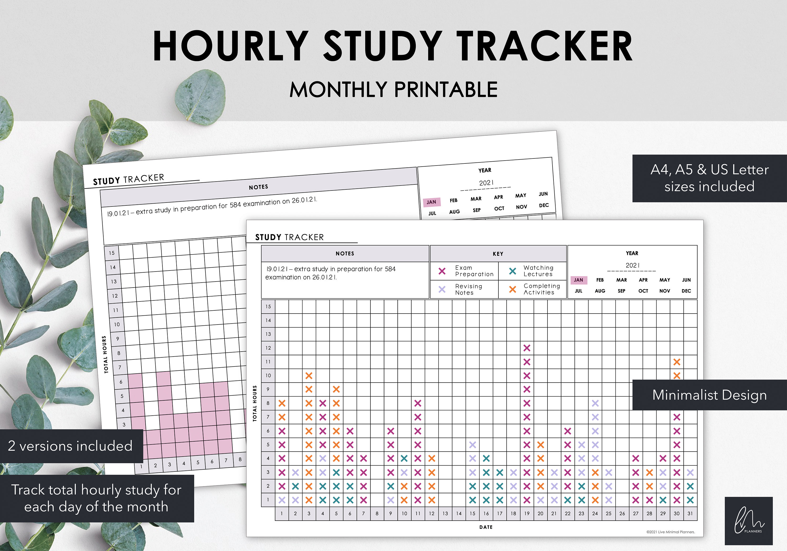 Hourly Study Tracker Chart the Duration of Daily Study Each | Etsy