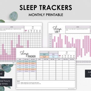 Monthly Sleep Trackers Printable | Chart Sleep Times Duration & Quality | Instant Download