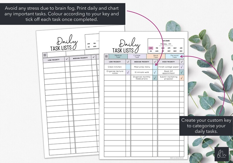 Daily Task List Printable | Prioritize Daily Tasks to Manage Brain Fog ...