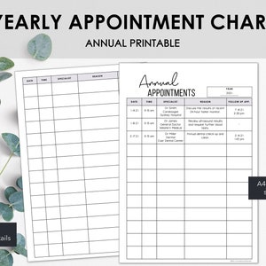 Annual Appointments Printable | Manage Medical Appointments | Printable Medical Appointments Chart | Instant Download