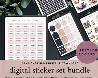 Lifetime Access Digital Sticker Bundle, Goodnotes & Notability Everyday Stickers, Aesthetic Digital Journal Stickers and Widgets