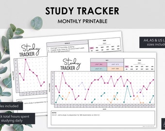 Study Tracker | Manage Hours Spent Studying Monthly | Printable College Productivity Tracker | Instant Download