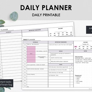 Printable Daily Planner | Chronic Illness Management | Schedule Appointments Tasks Notes & Goals | Medical Binder Insert | Instant Download