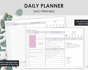 Printable Daily Planner | Chronic Illness Management | Schedule Appointments Tasks Notes & Goals | Medical Binder Insert | Instant Download