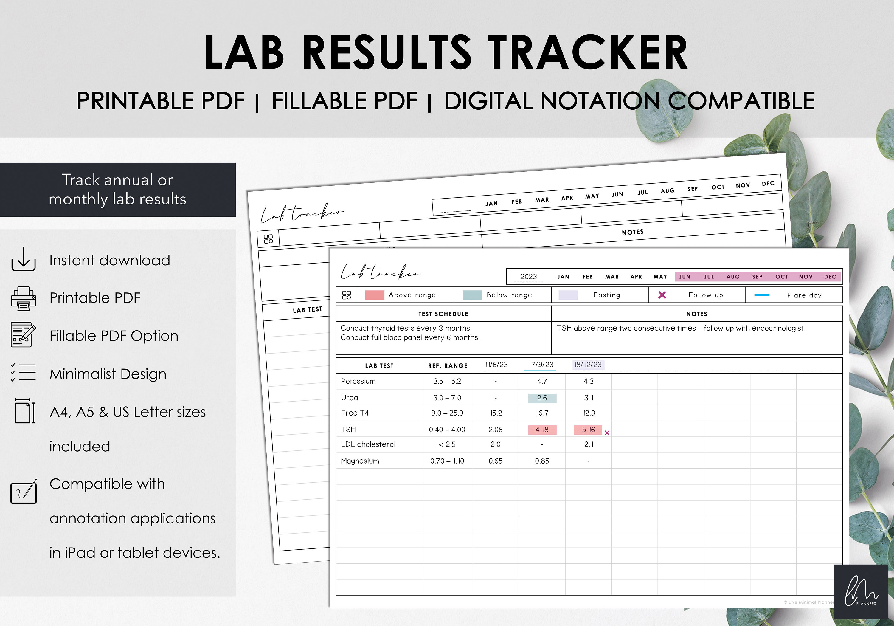 Printable and Fillable Medical Lab Test Results Tracker | Printable ...