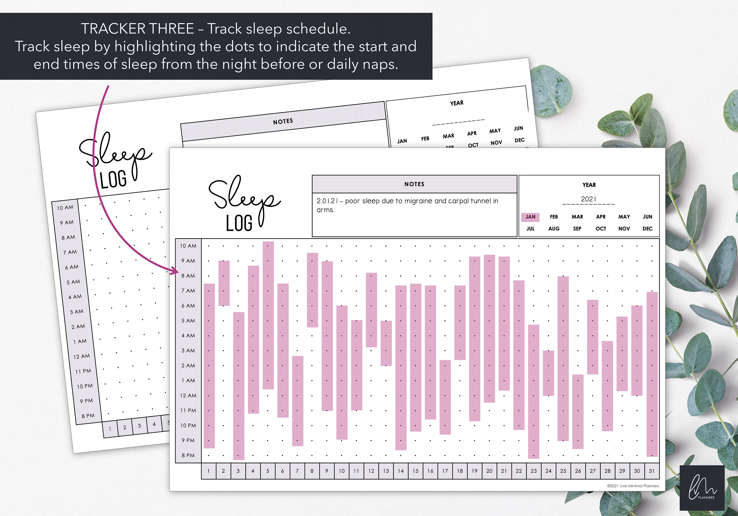 Monthly Sleep Trackers Printable | Chart Sleep Times Duration & Quality ...