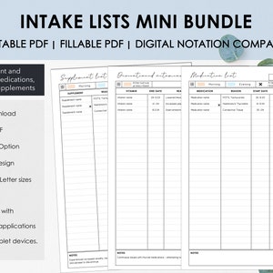 Printable and Fillable Medication, Vitamin, and Supplement Chart Organizers - Manage Current & Discontinued - Chronic Illness Binder Inserts