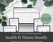 Lifetime Access Health and Fitness Printables Bundle, Chart Working Out & Manage Fitness or Rehabilitation Goals, Wellness Planner Inserts