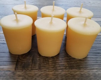 100% Beeswax Votives [set of 6] | Beeswax Votive Candles | Votive Holders
