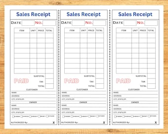 Plantilla de recibo de venta imprimible