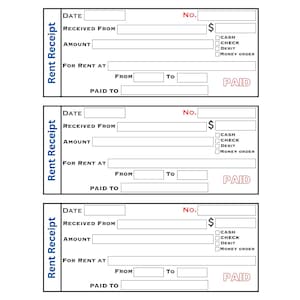 Printable and Fill-able Rent Receipts Templates