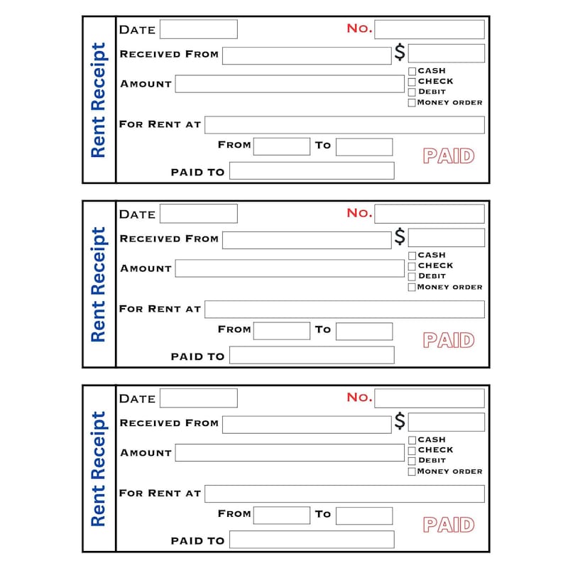 Printable Rent Lable Printable Rent Receipt - Etsy