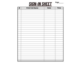 Hoja de registro imprimible 25 filas 8,5x11 pulgadas