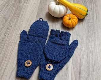 Frauen Hand gestrickt Glittens = Handschuhe + Handschuhe