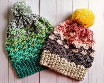 "Das ""Sie verkauft Muscheln"" Beanie Häkelanleitung."