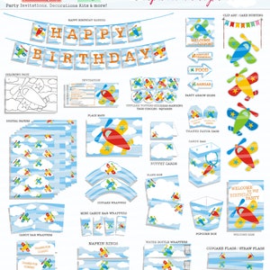 Airplane Birthday Party Package Airplane Aviator Party Package Printable Decorations Supplies Airplane Theme Birthday Invitation Kit