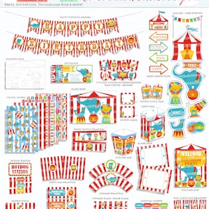 Red Carnival Party Kit, Carnival Birthday Party Package, Printable Carnival Party Kit, Red Circus Party, Carnival Party,-Over 45 pages