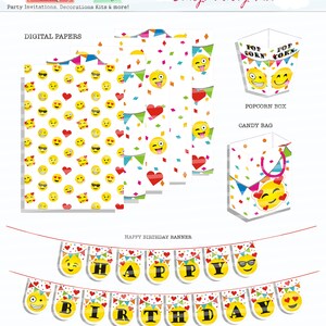 Emoji Themed Party Kit, Emoji Party Printable Package, Emoji Party ...