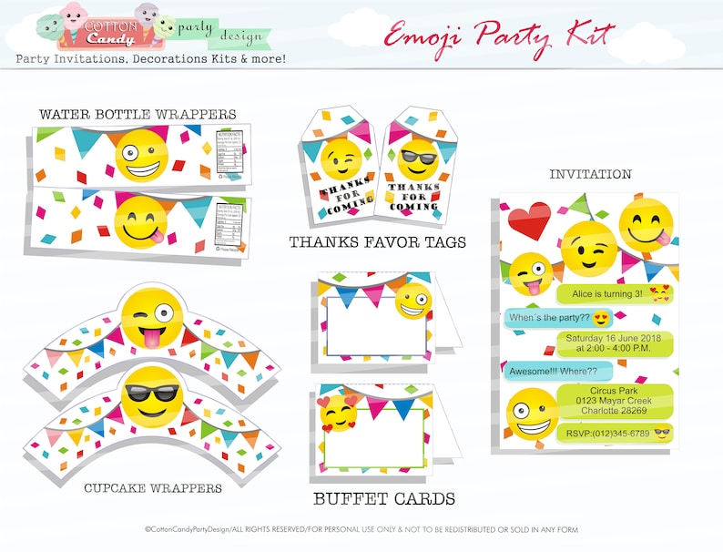 Emoji Themed Party Kit, Emoji Party Printable Package, Emoji Party ...