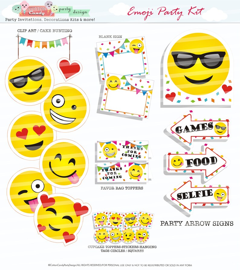 Emoji Themed Party Kit, Emoji Party Printable Package, Emoji Party