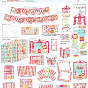 Rosa Karneval Party Kit, Karneval Geburtstag Party Paket, druckbare Karneval Party Kit, Rosa Zirkus Party, Karneval Party,-Über 45 Seiten