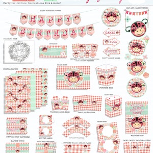 Ladybug Birthday Party, Ladybug Party Decorations, Ladybug Party Package, Ladybug Printable Party Decorations, Party Pack Printables